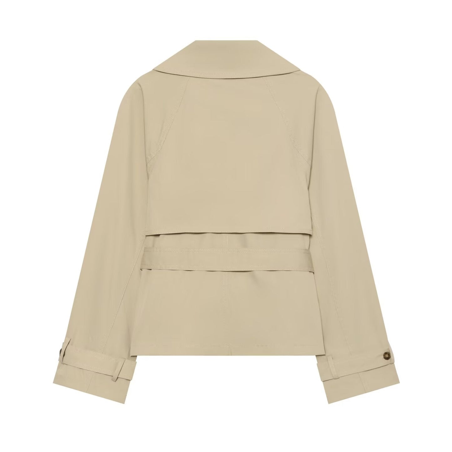 Women's With Belt Short Double breasted Windbreaker Coat