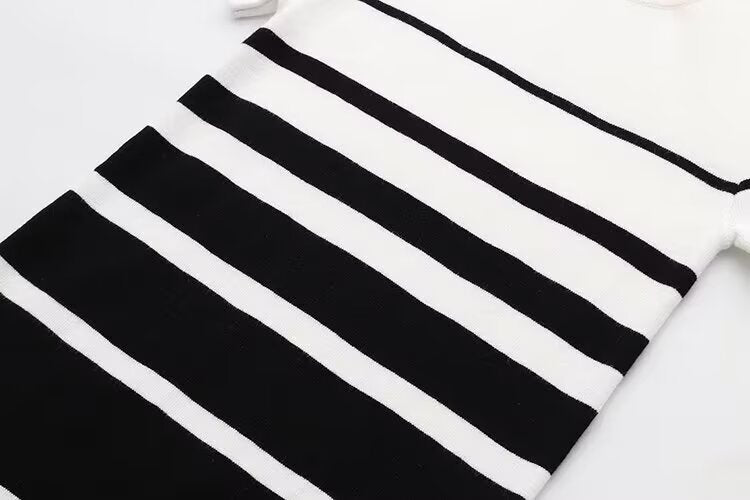 Women's round neck knitted striped dress