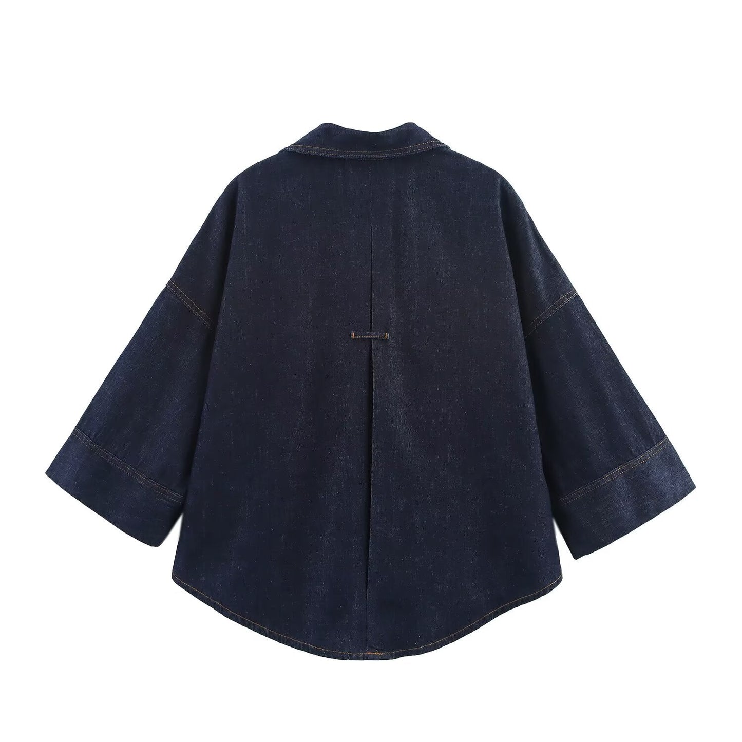 Women's new fashion wide sleeved single breasted denim shirt+Jeans suit