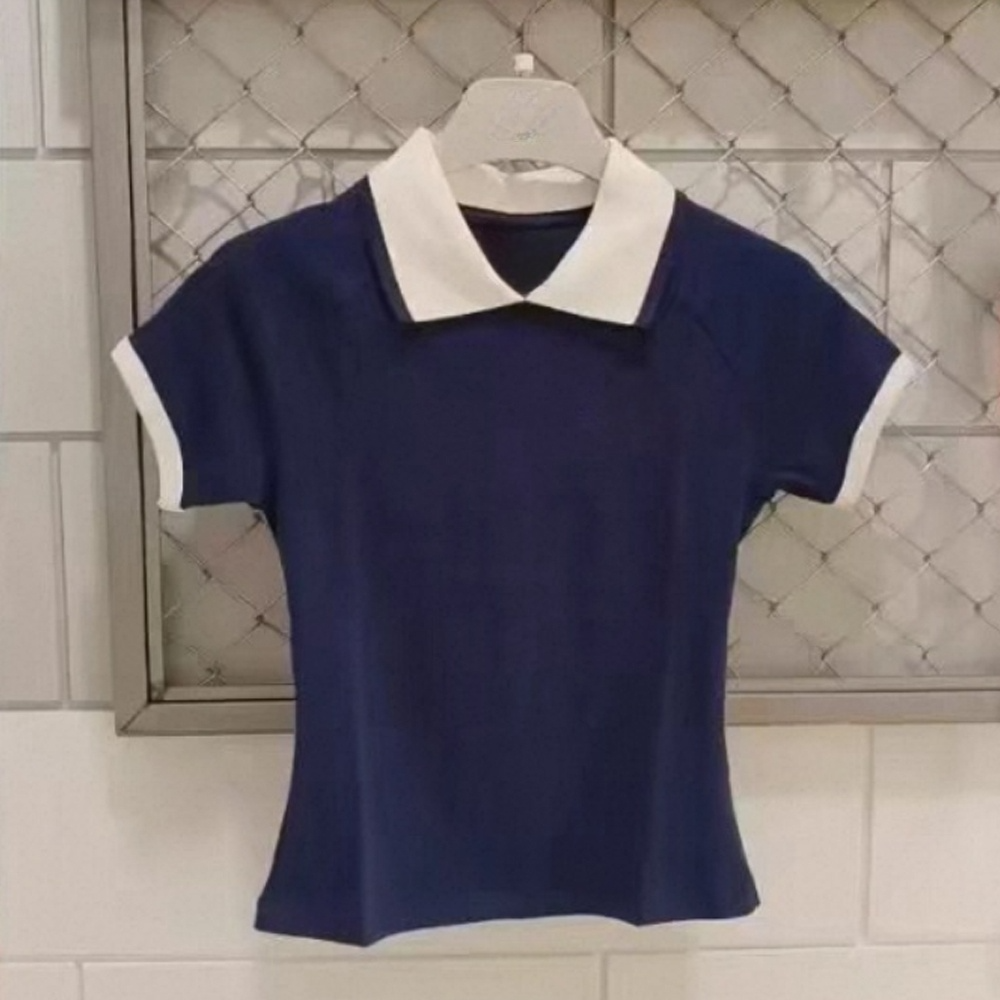 Women's New Contrast Lapel Short-sleeved T-shirt