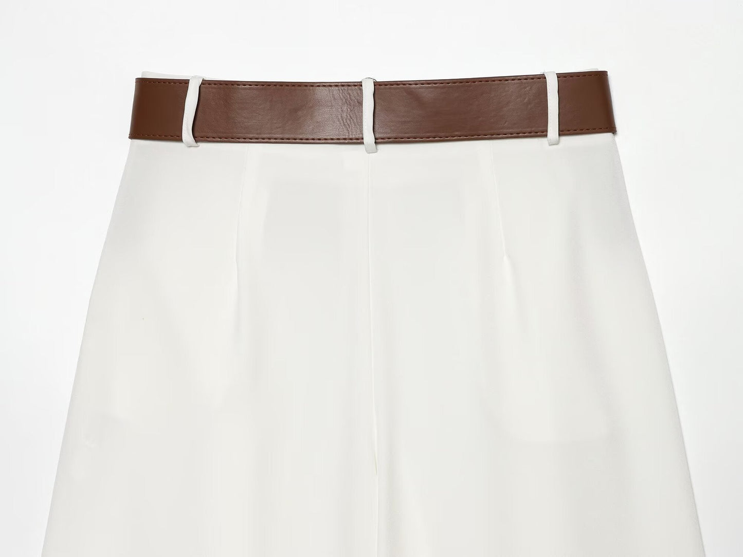 Women's with Belt casual pleated wide leg pants