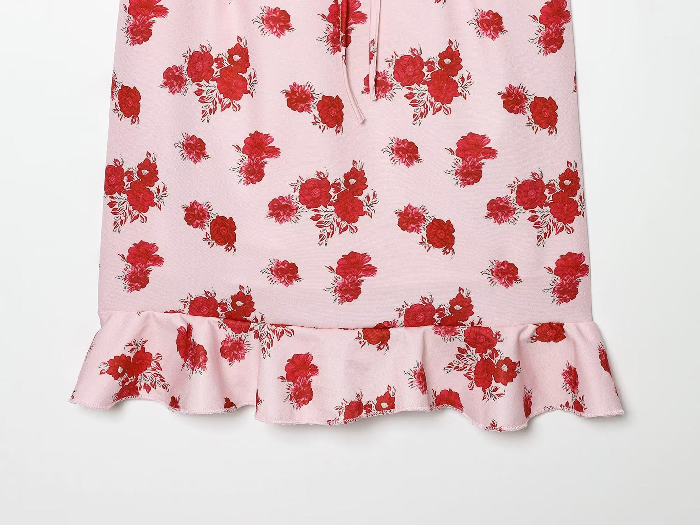 Women's printed ruffle edge suspender dress