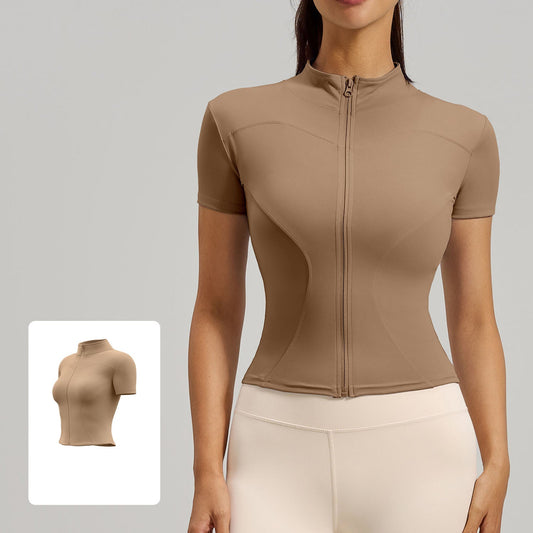 2026 women's new high-elastic tight-fitting nude fitness sports top