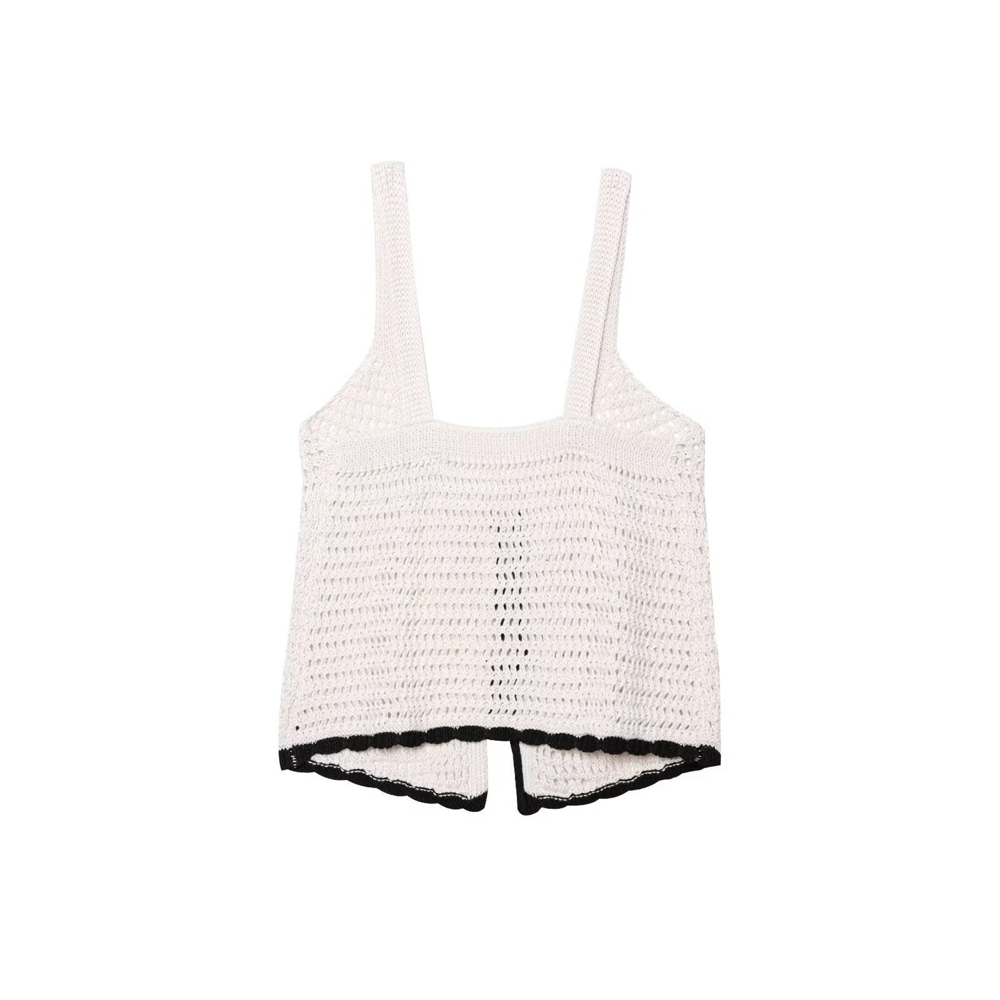 Women's new fashion bow Lace up decoration Slim crochet suspender top