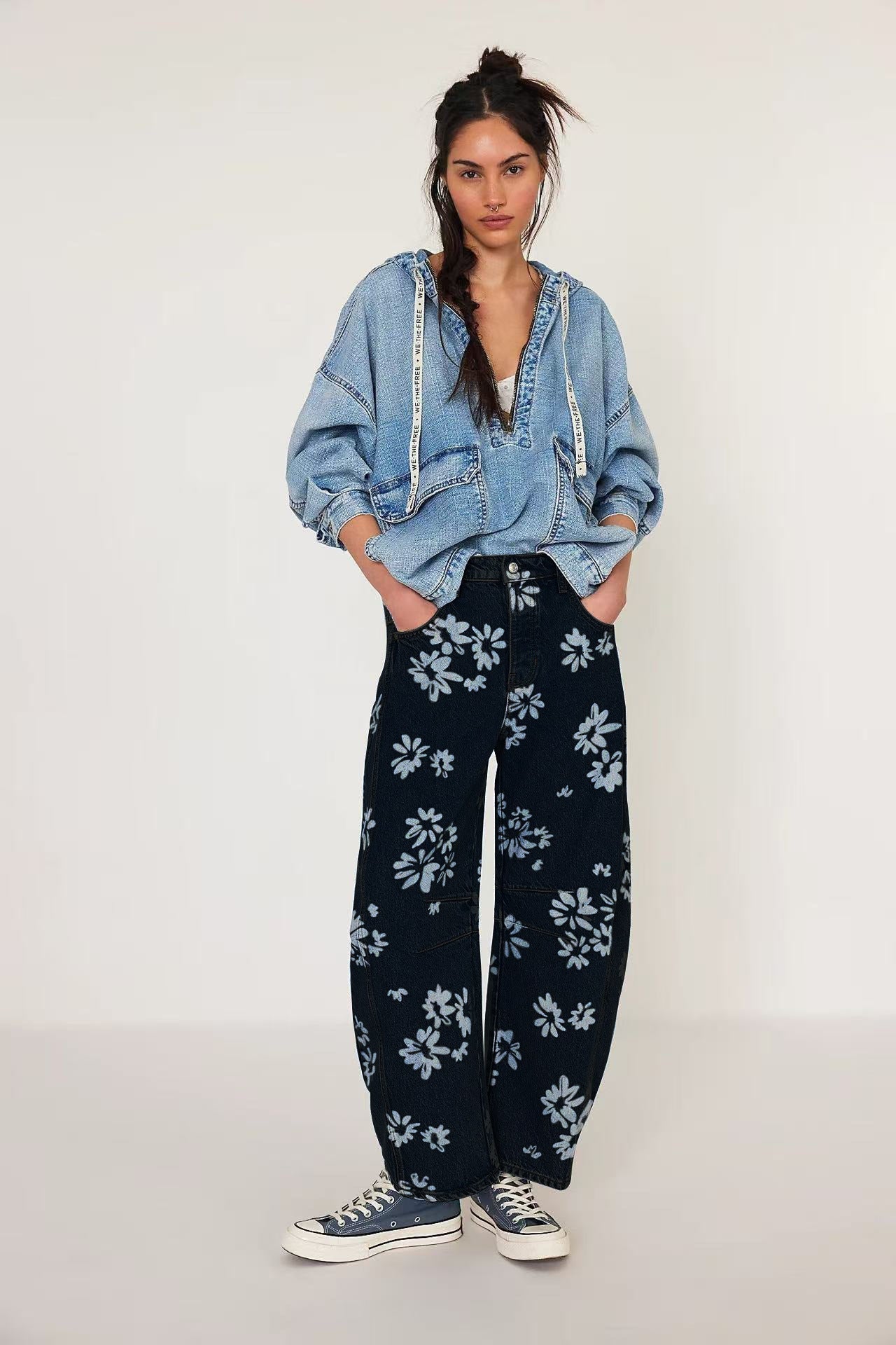 Women's New Fashion Joker Casual Loose Waist Tube Ladies Jeans