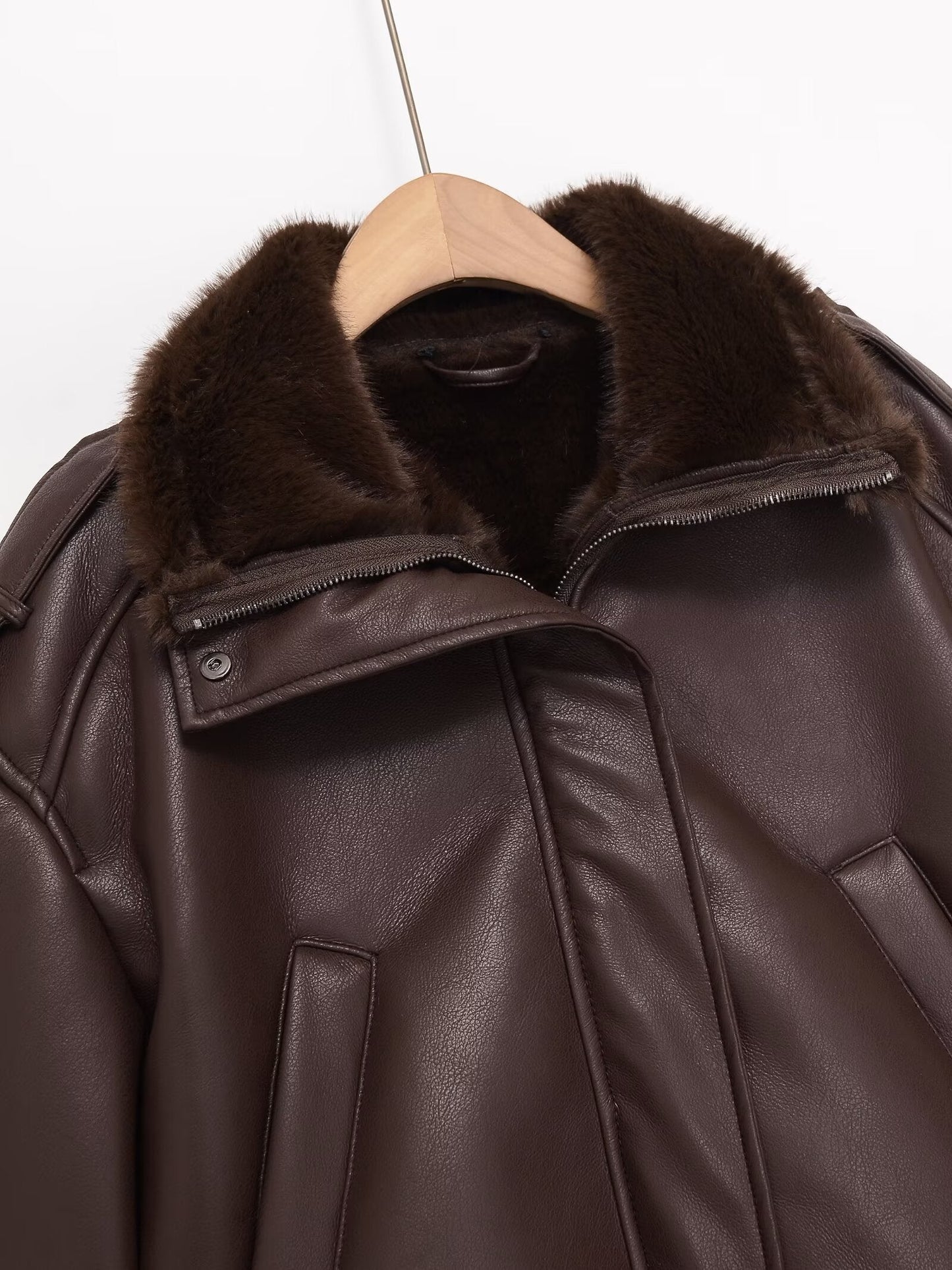 Women's double-sided faux leather pilot jacket Coat