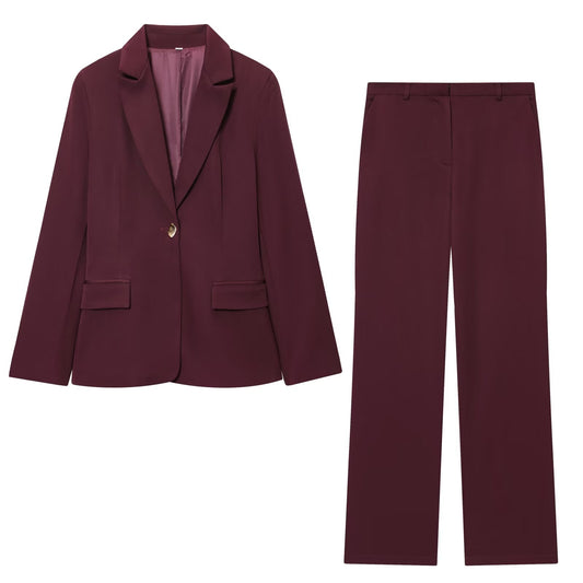 Women's 2025 new with shoulder pads slim suit jacket+Pants suit