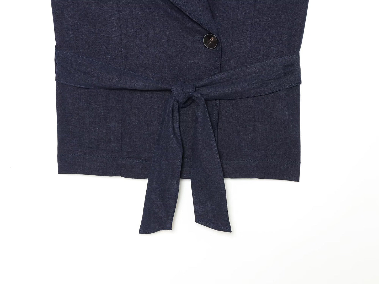 suit Women's 2 pieces with Belt linen blend vest+Long style casual shorts