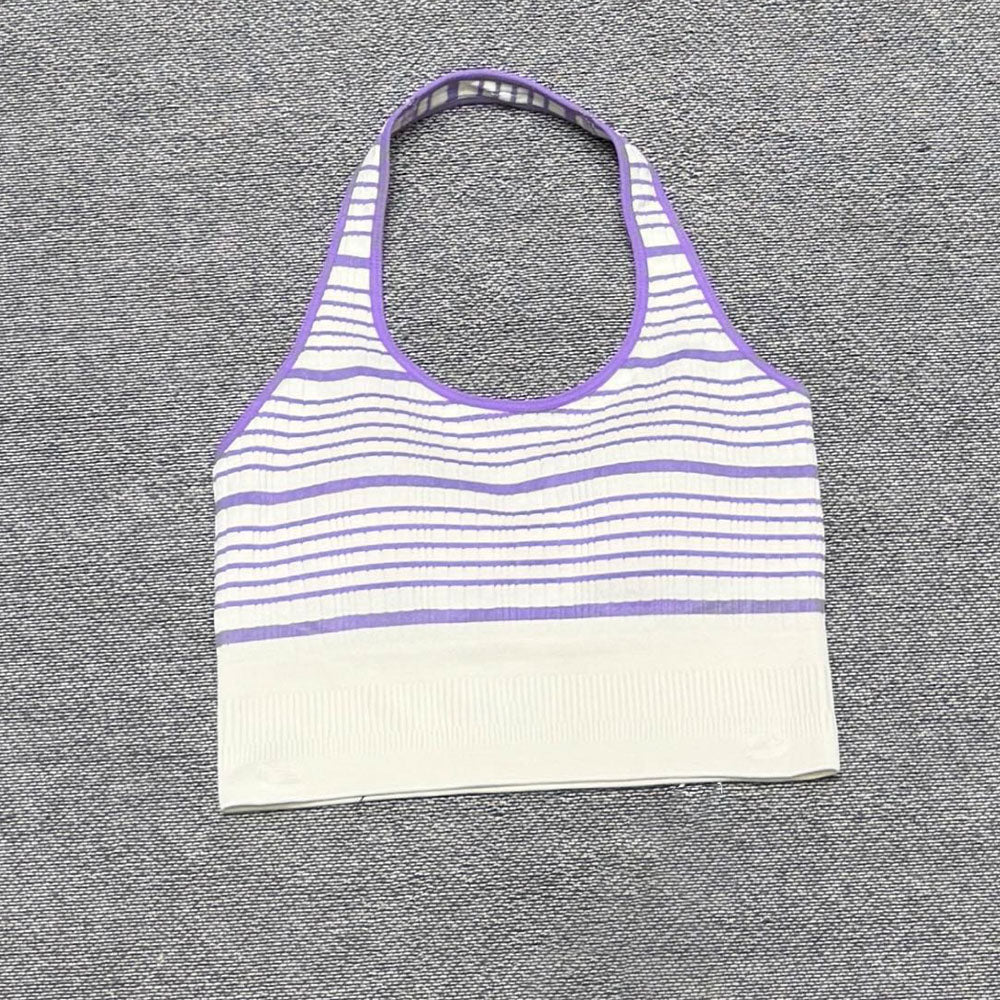 2026 women's new neck sports bra contrast striped vest