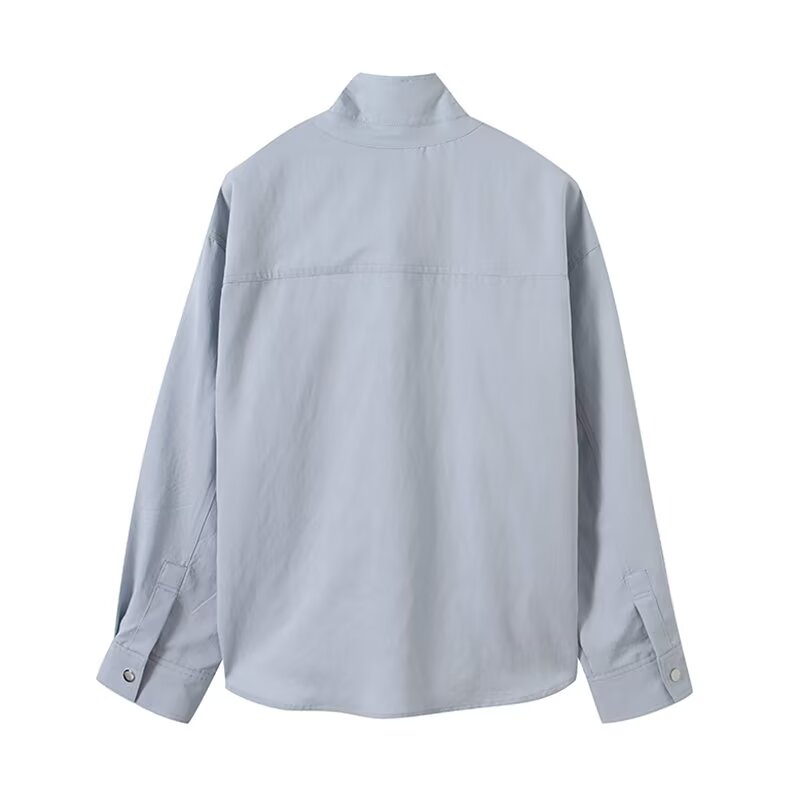 Women's loose high neck long sleeved shirt