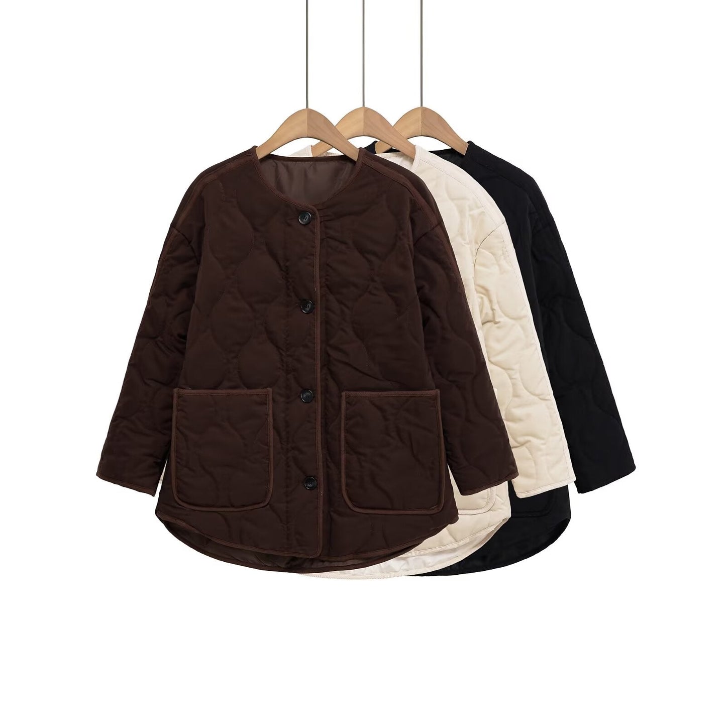 Women's loose satin textured cotton jacket Coat
