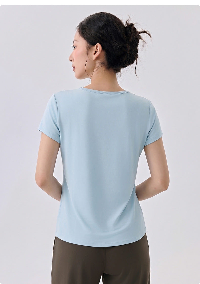 LU Women's new cool thin yoga U-neck slim sports T-shirt