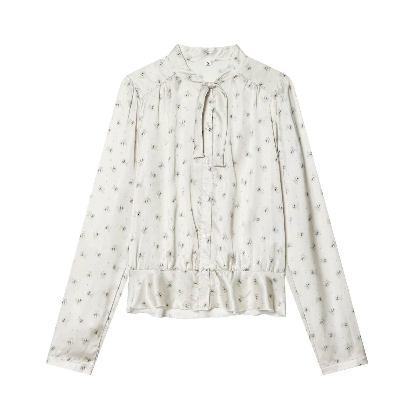 Women's bow decoration printed shirt