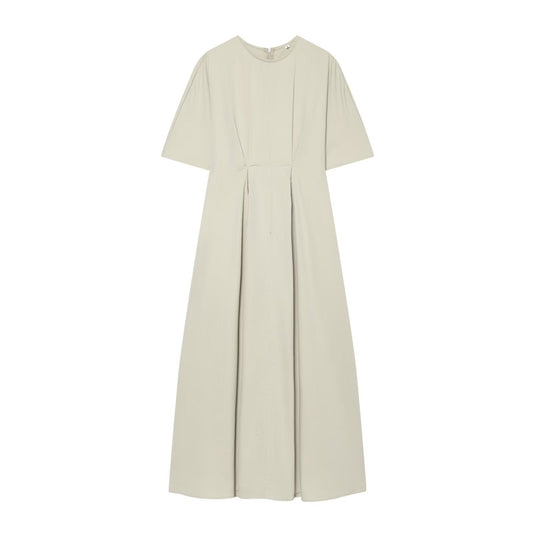 Women's pleated design poplin Midi dress