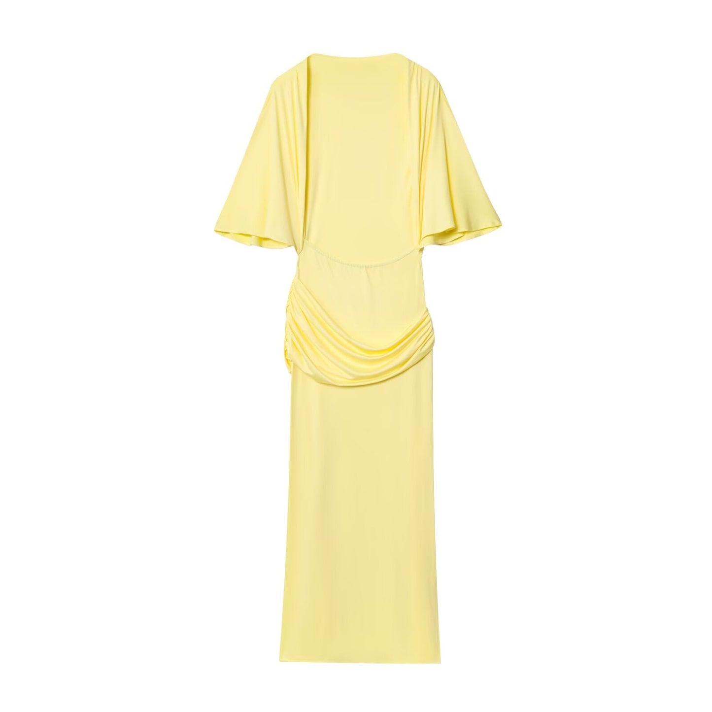 Women's new fashion backless layered decorative short sleeved MIDI dress