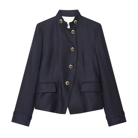 Women's gold button decoration slim Blazer Coat