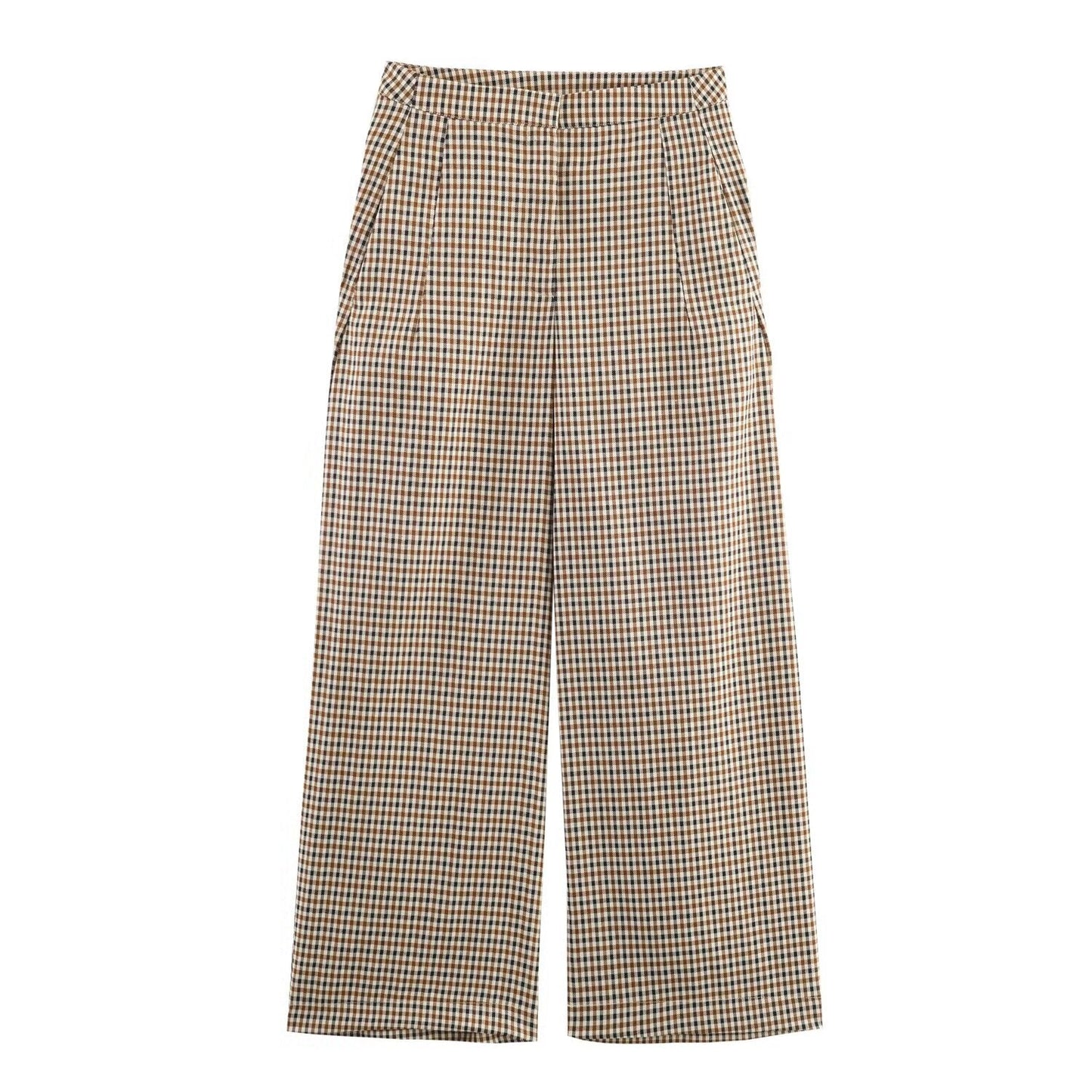 Women's new fashion loose single breasted checkered suit jacket+Pants suit