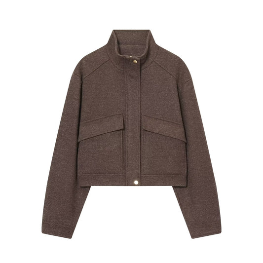 New Women's Casual Stand Collar Long Sleeve Jacket