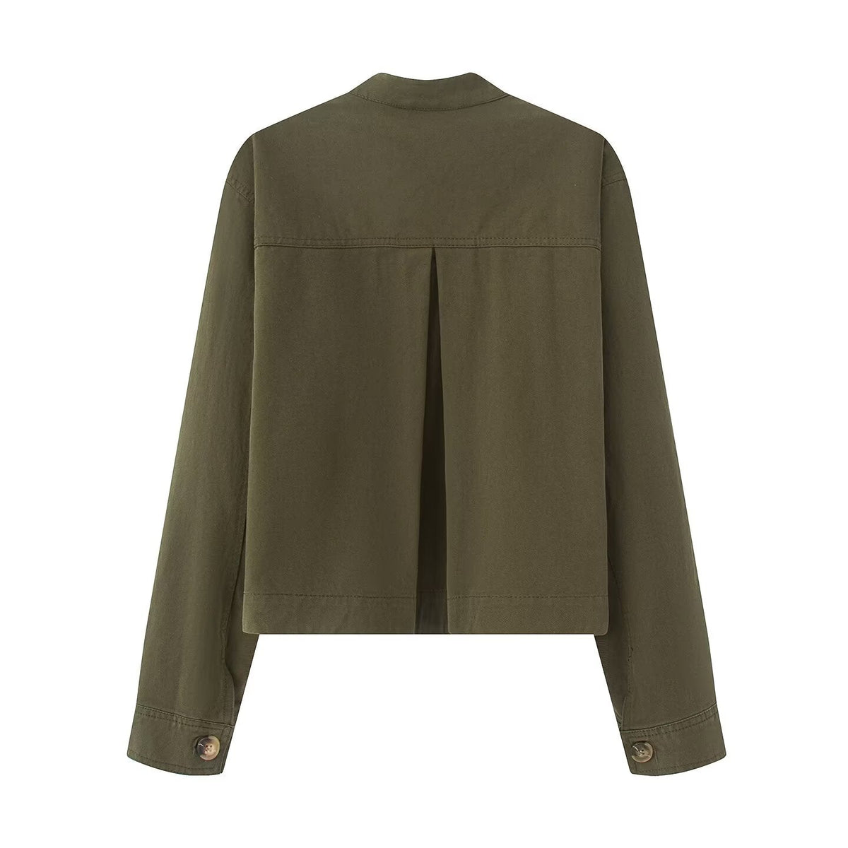 Women's casual stand collar twill coat