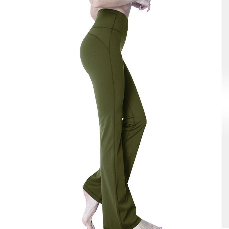 L Women's Loose High Waist Yoga Bell Bottoms for Women's Fitness and High Elasticity Outdoor Yoga Pants.
