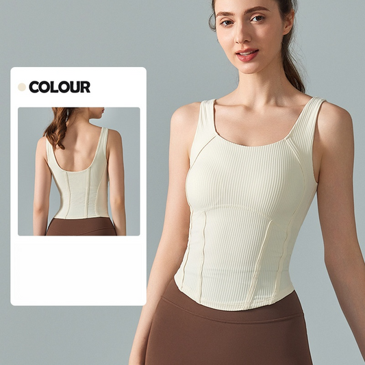 LU Women's new yoga vest with chest pad and waist suture
