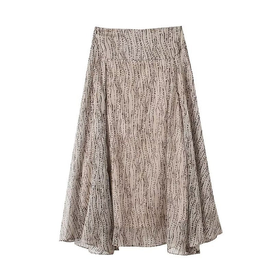 Women's new polka dot print irregular hem MIDI skirt