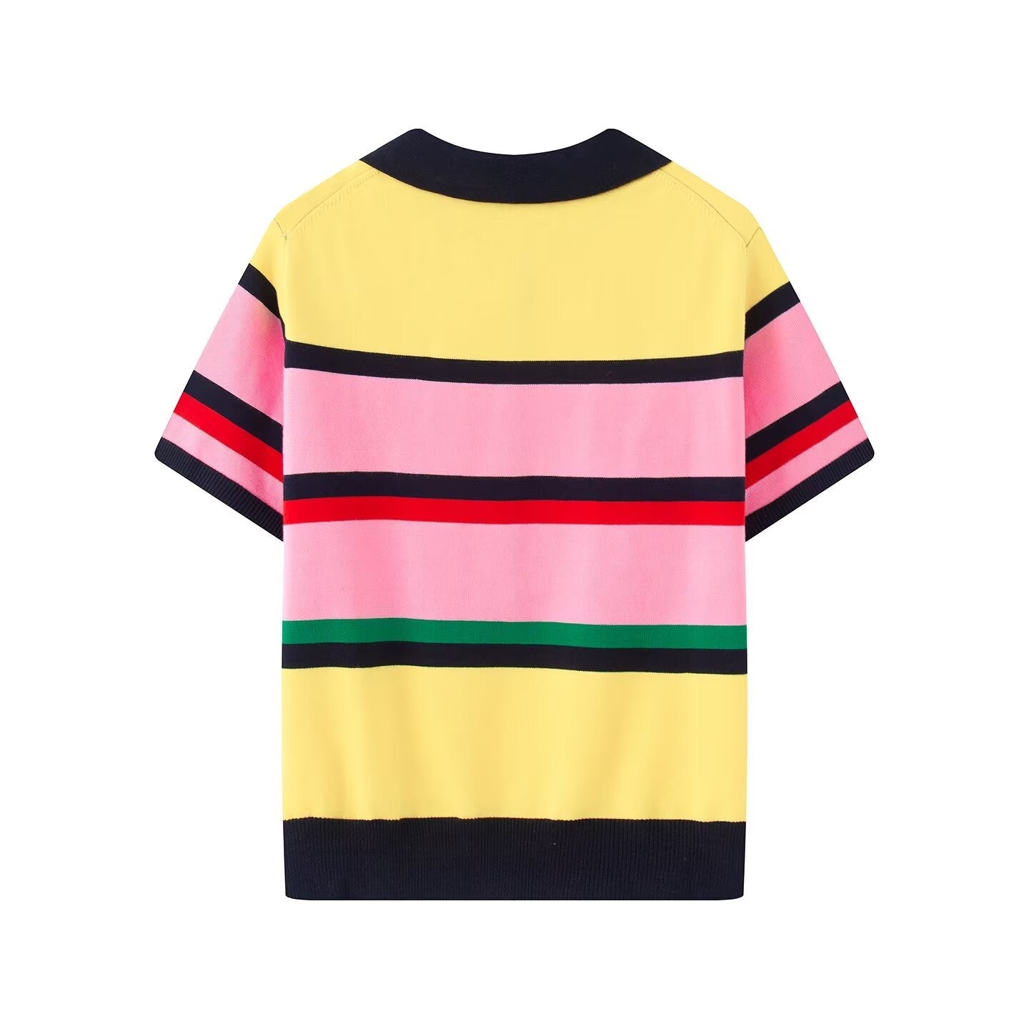 Women's contrasting striped knitted polo shirt