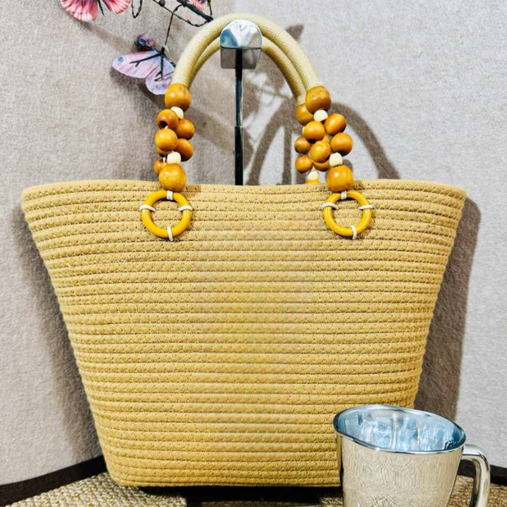 Women's new woven new large-capacity holiday beach bag with zipper