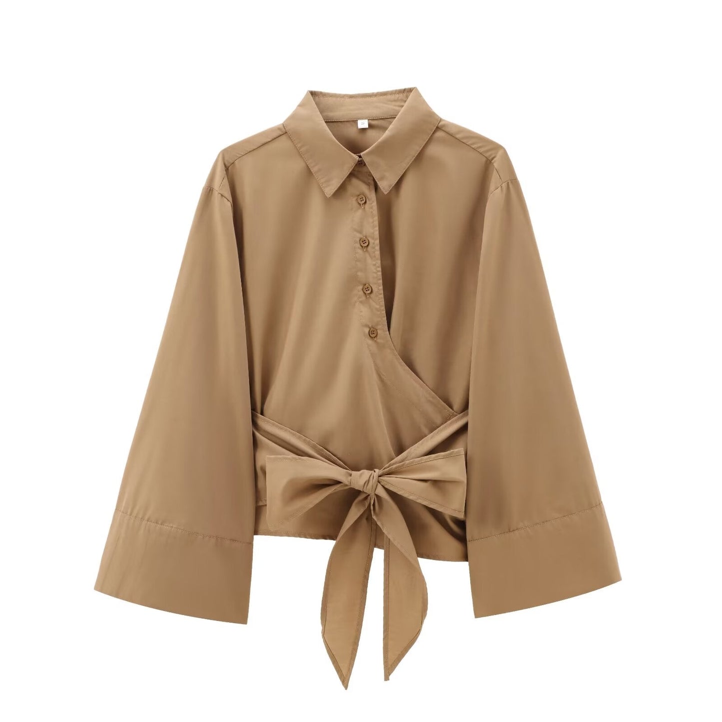 Women's bow decoration casual poplin shirt