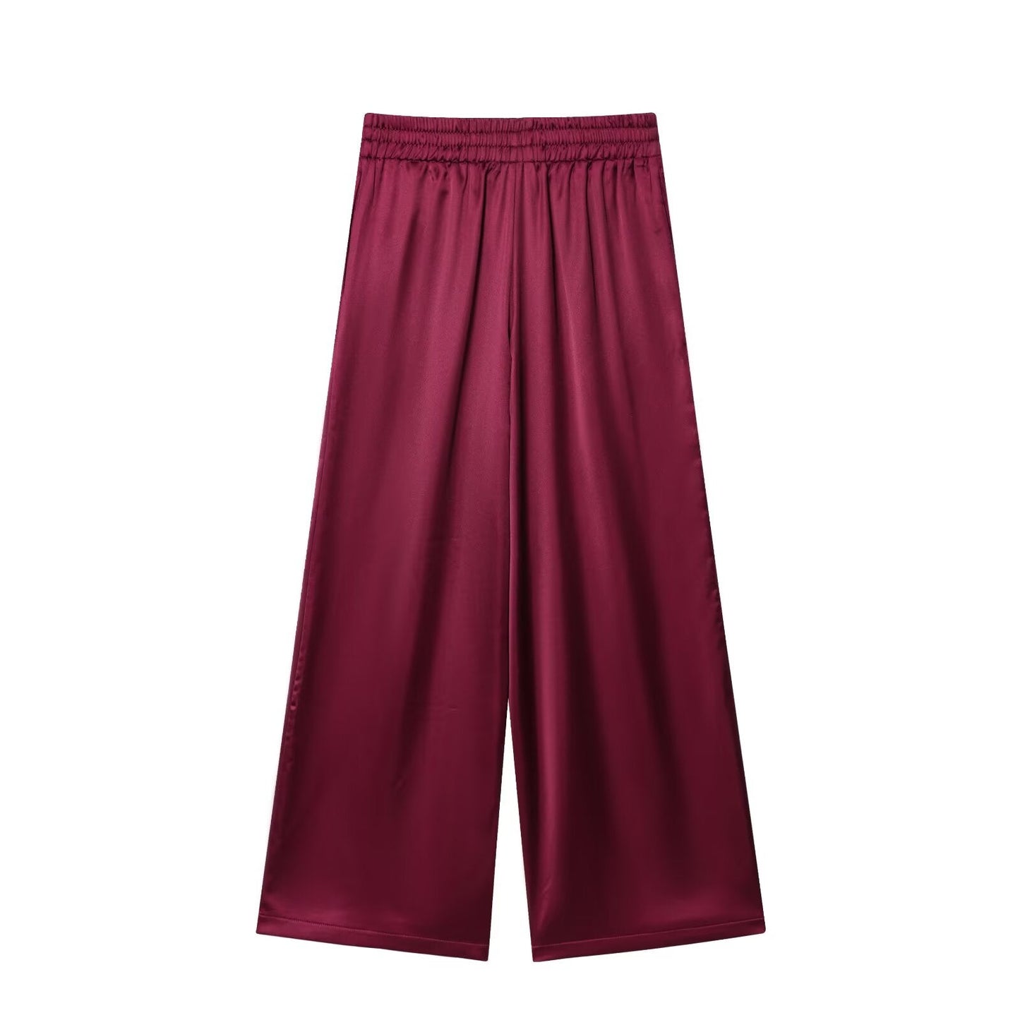 Women's new fashion with Belt short sleeved satin textured shirt+Pants suit