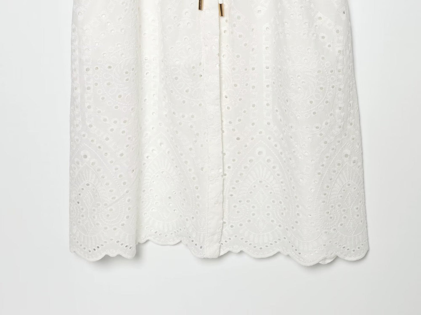 Women's hollowed out embroidered shirt style dress
