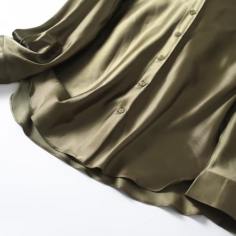 Women's casual satin textured button up shirt