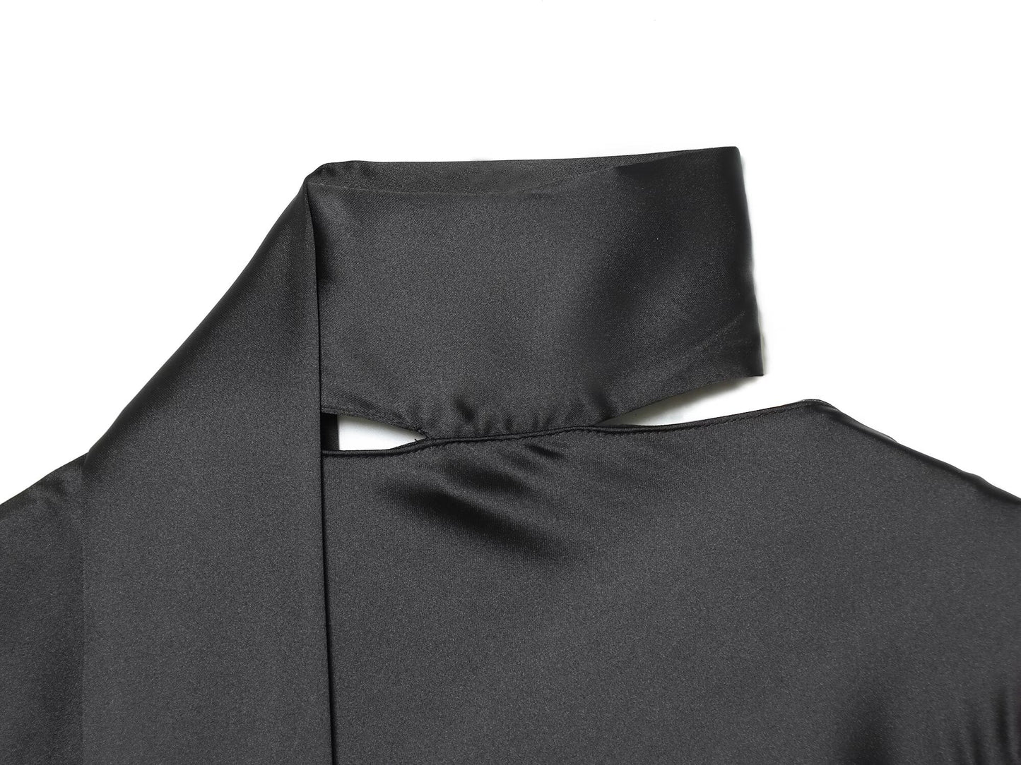 Women's scarf decoration V-neck satin textured shirt