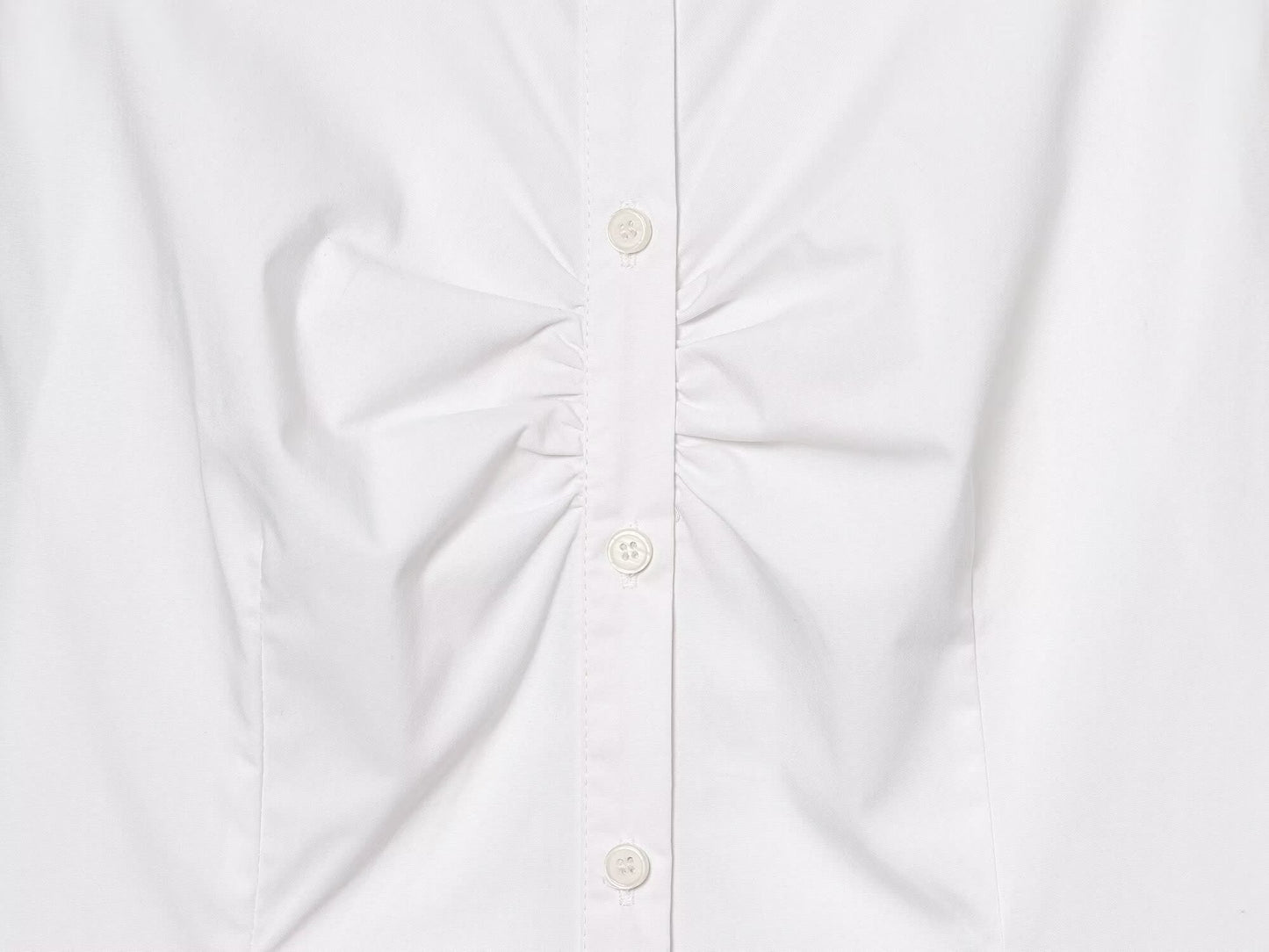 Women's pleated decoration slim lapel shirt