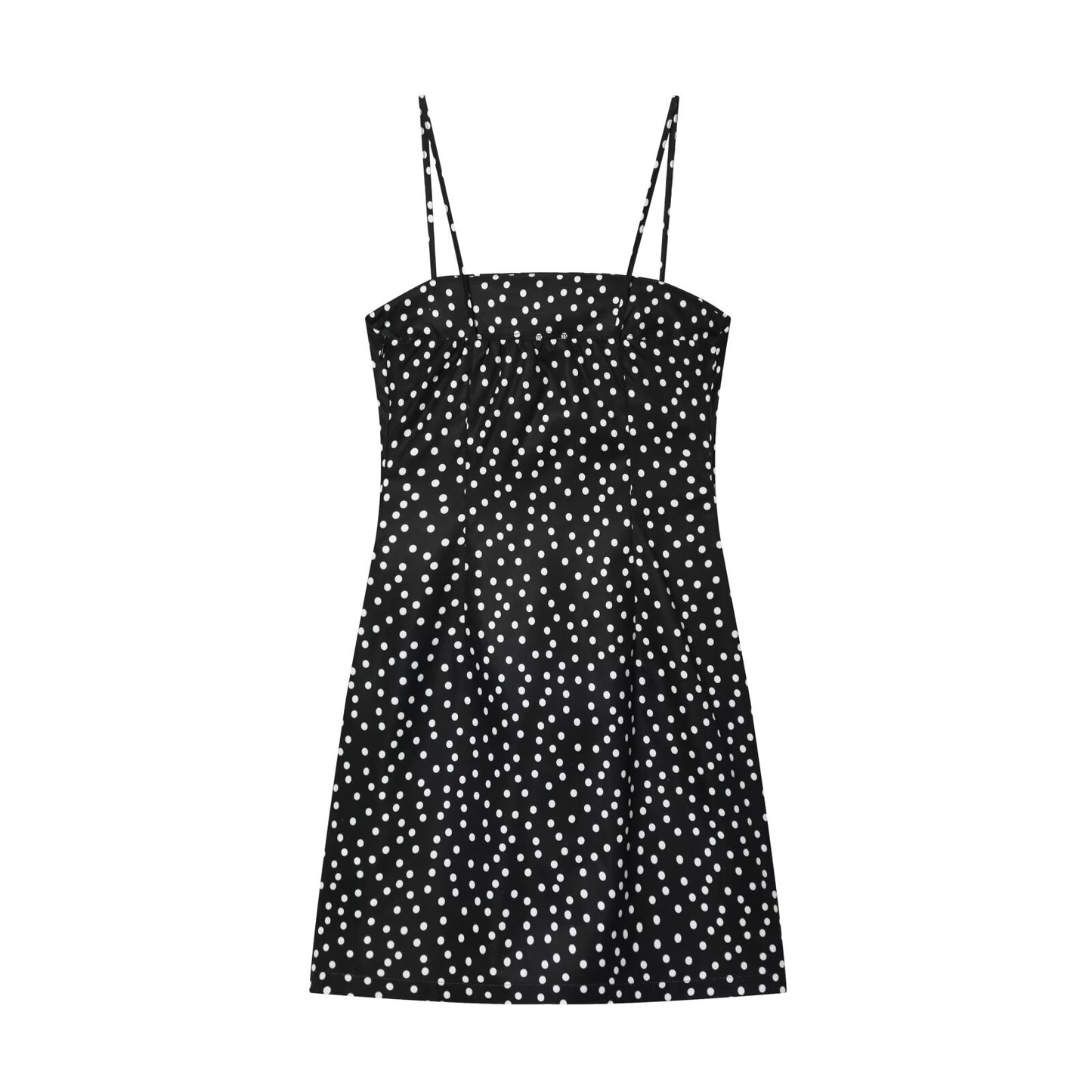 Women's polka dot suspender mini dress