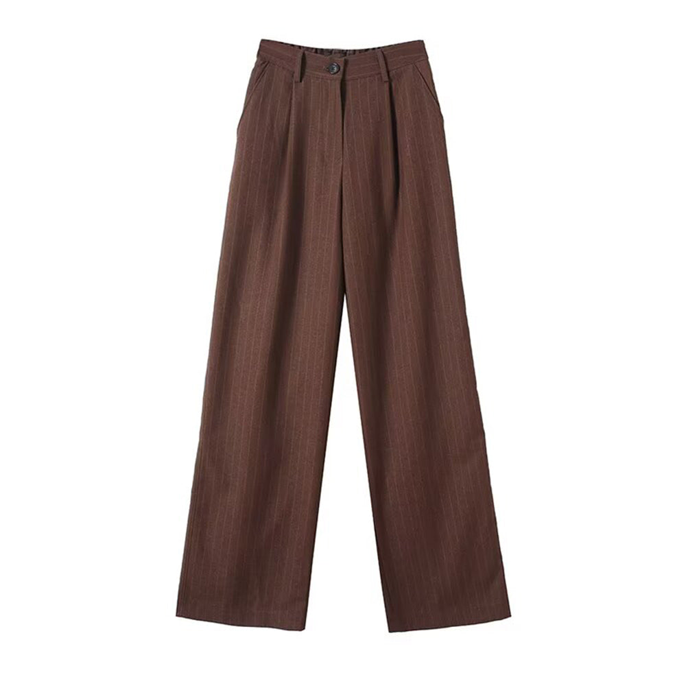 Women's loose Fine striped casual wide leg pants