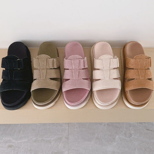 Women's 2026 new fashion open toe hook and loop casual slippers