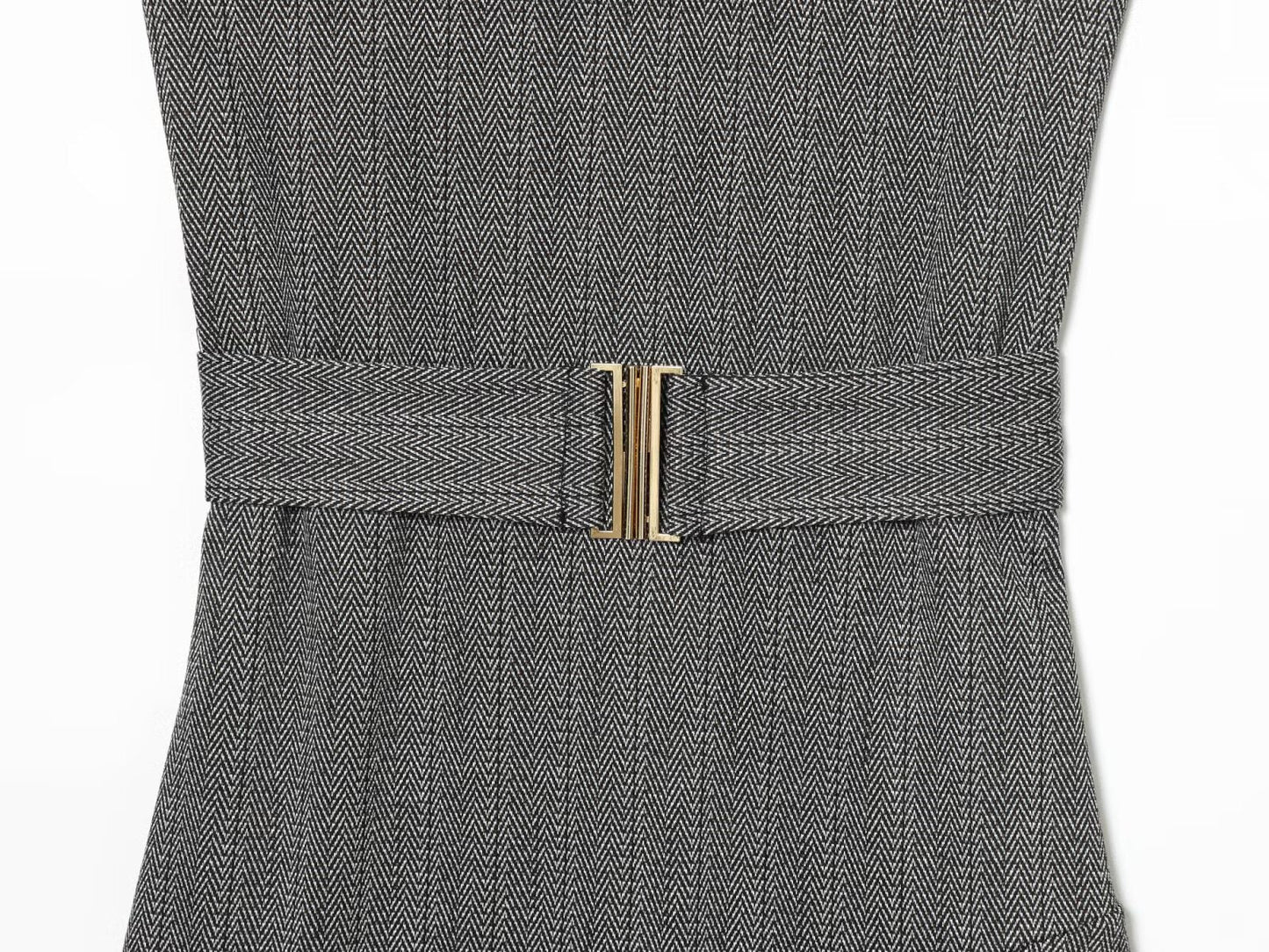 Women's New Fashion With Belt Sleeveless Twill Midi Dress