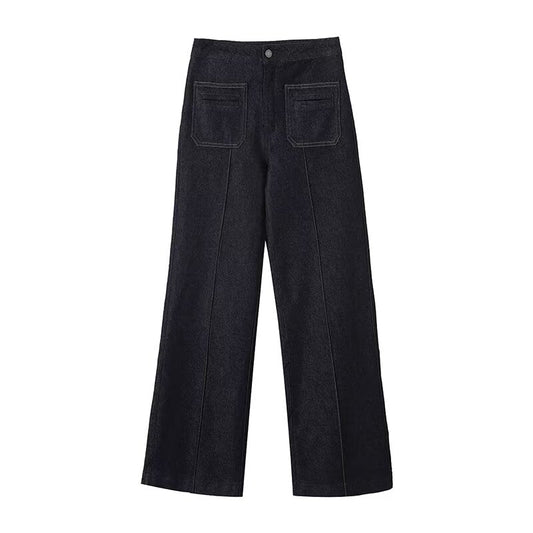 Women's casual high waisted flared denim pants