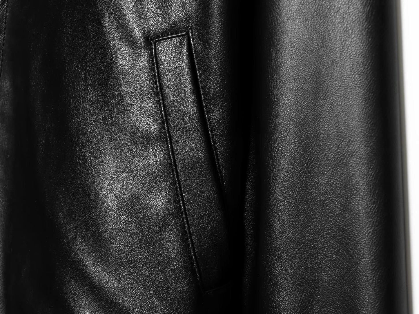 Women's Short Stand Collar Faux Leather Jacket