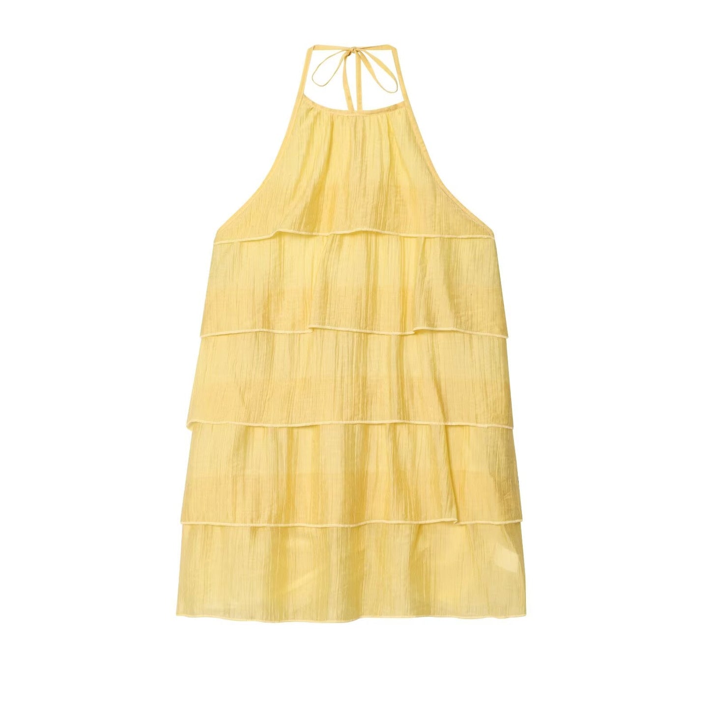 Women's chic fashion layered decoration hanging neck mini dress