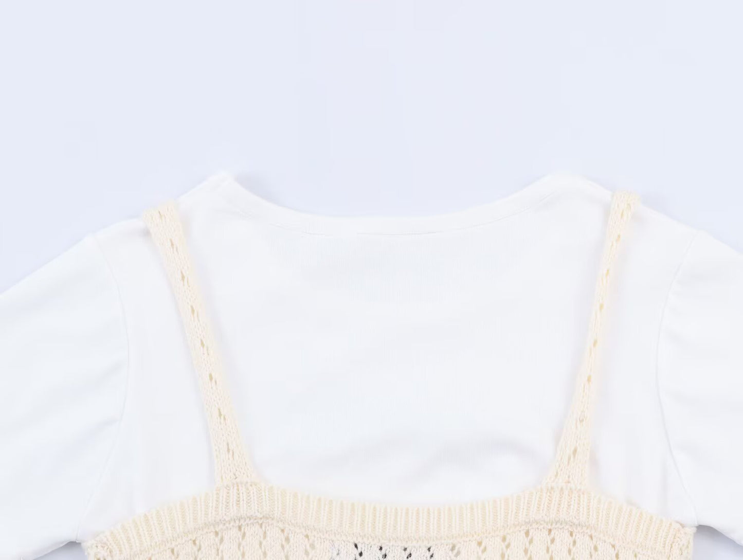 Women's casual hollow texture two-piece style knitted top