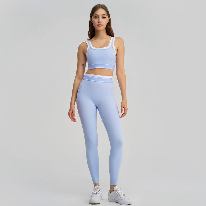 Women's new contrast hip pants running sports bra yoga suit