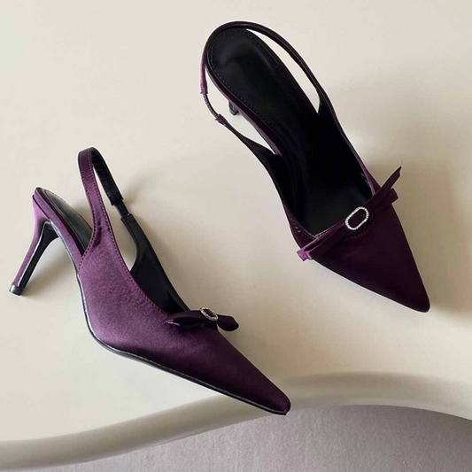 Women's new bow pointed high-heeled sandals shoes have a shoe box
