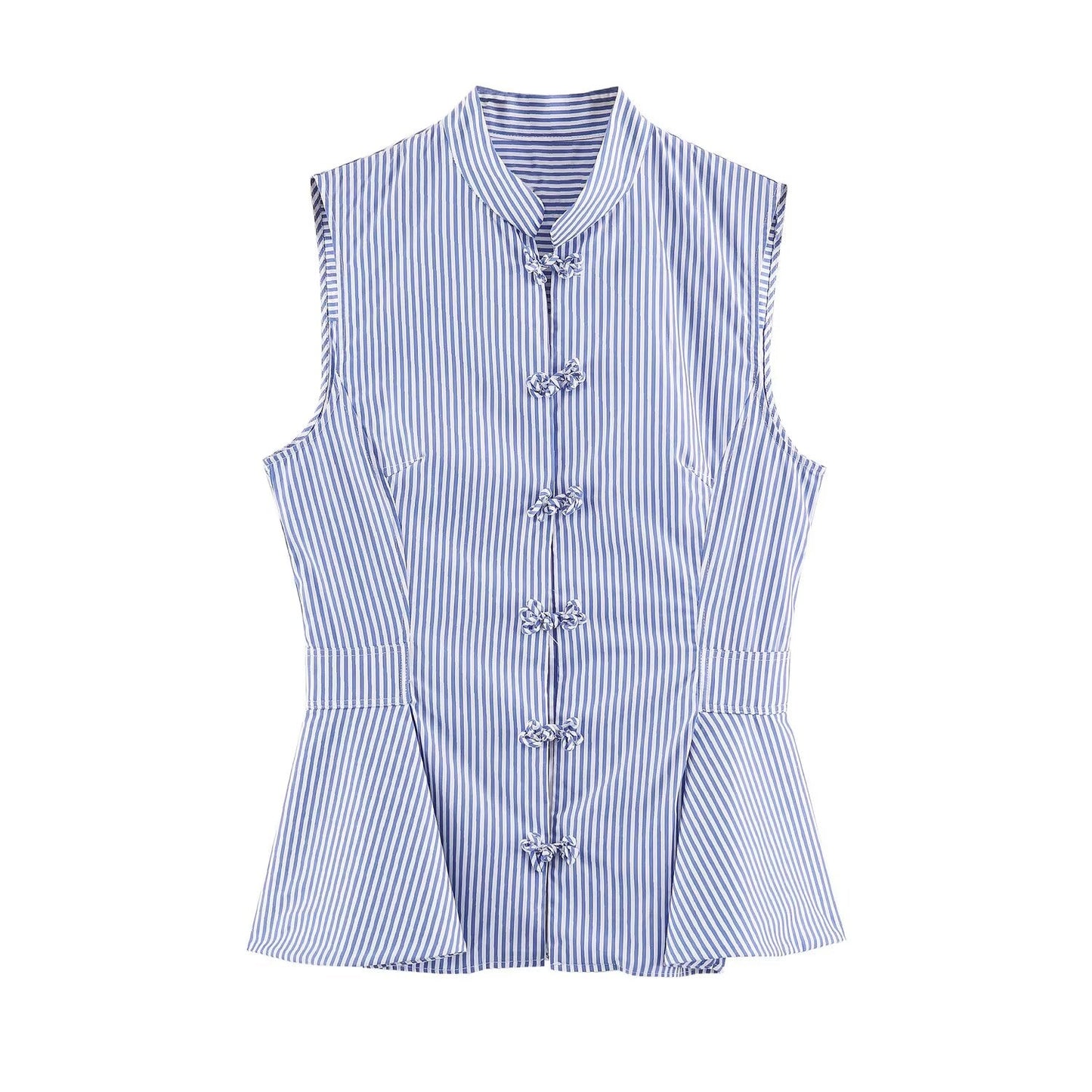 Women's short skirt style hem striped shirt