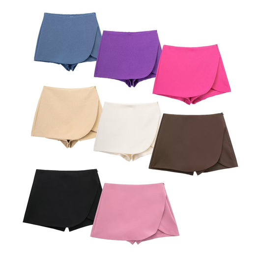 Women's multi-color slim high waisted culottes