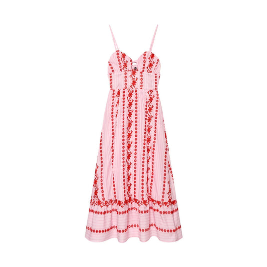 Women's hollowed out embroidered suspender dress