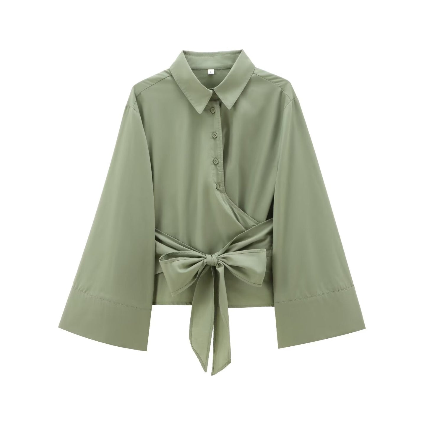 Women's bow decoration casual poplin shirt