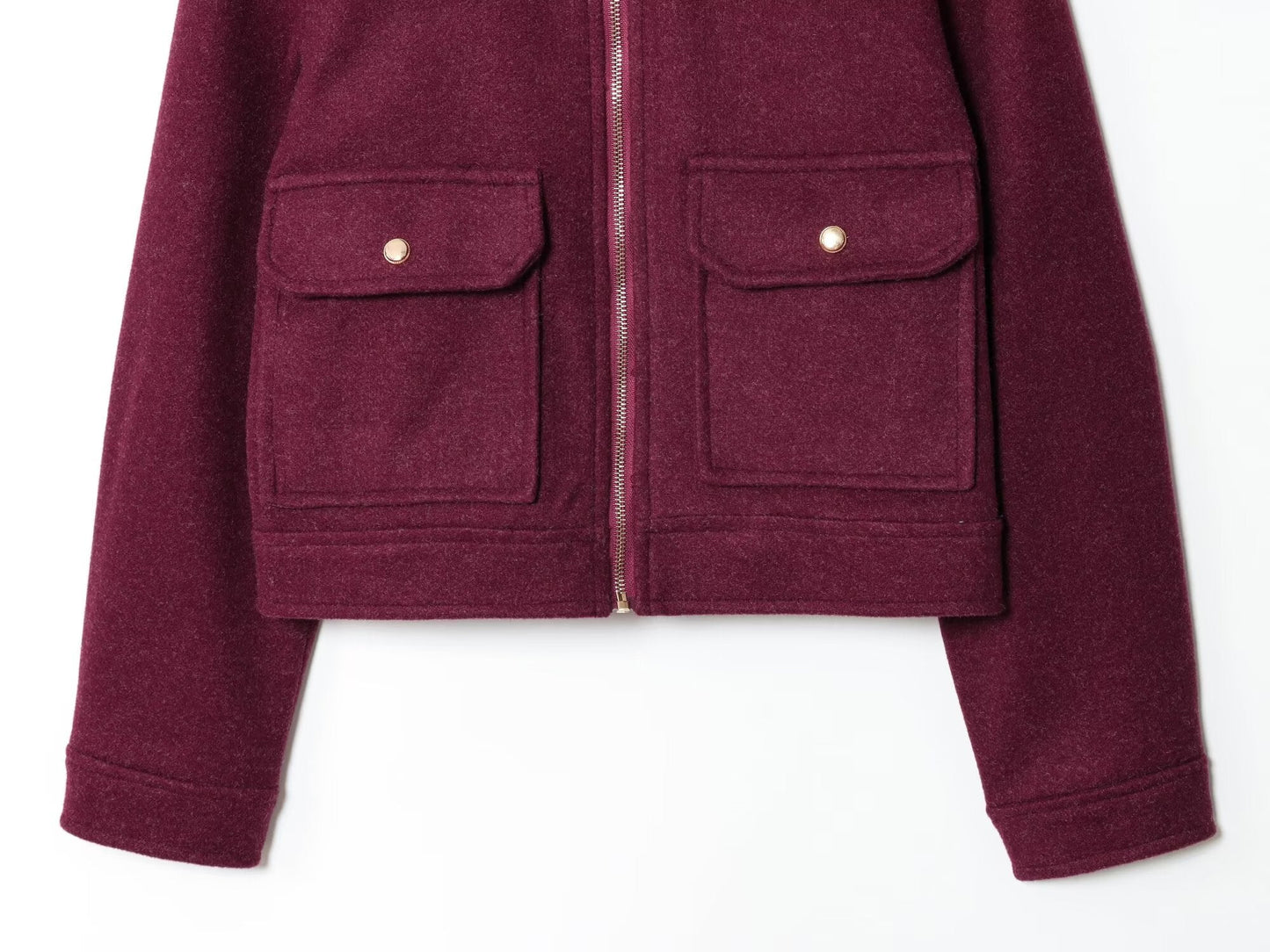 Women's soft textured lapel woolen jacket Coat