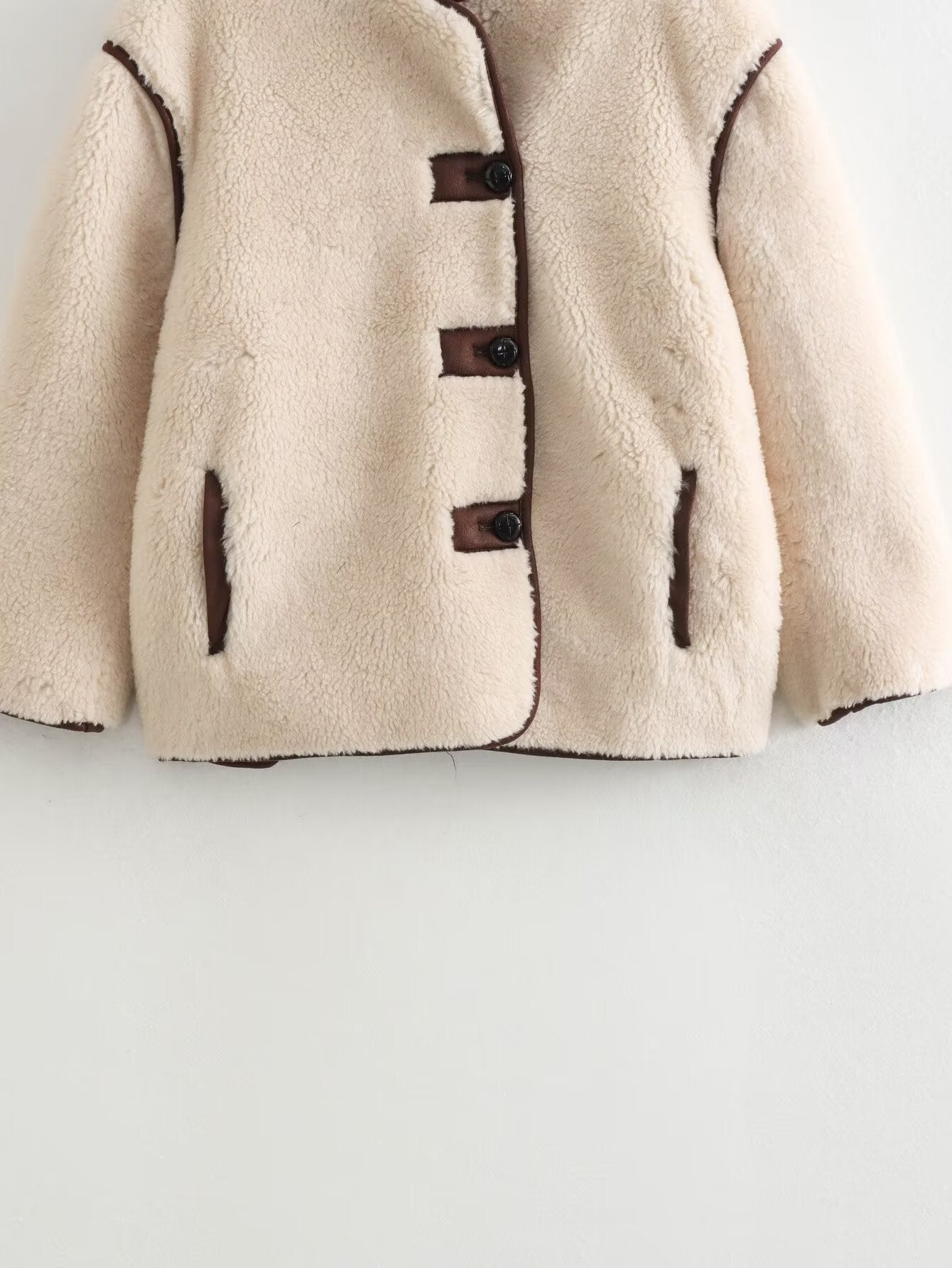 Women's loose standing collar warm fleece Coat